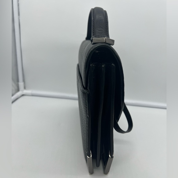 MACKAGE Keeley Black Grained Leather Crossbody Bag Top Handle - Picture 12 of 17